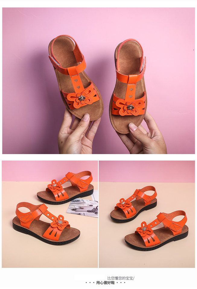 Dép sandal trẻ em đế mềm chống trơn trượt, thoáng khí đi biển và dạo phố — Màu cam, Màu vàng chi tiết 11