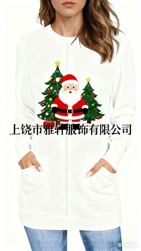 2025独立站亚马逊欧美3D数码印花女款圣诞圆领长袖卫衣时尚百搭|undefined