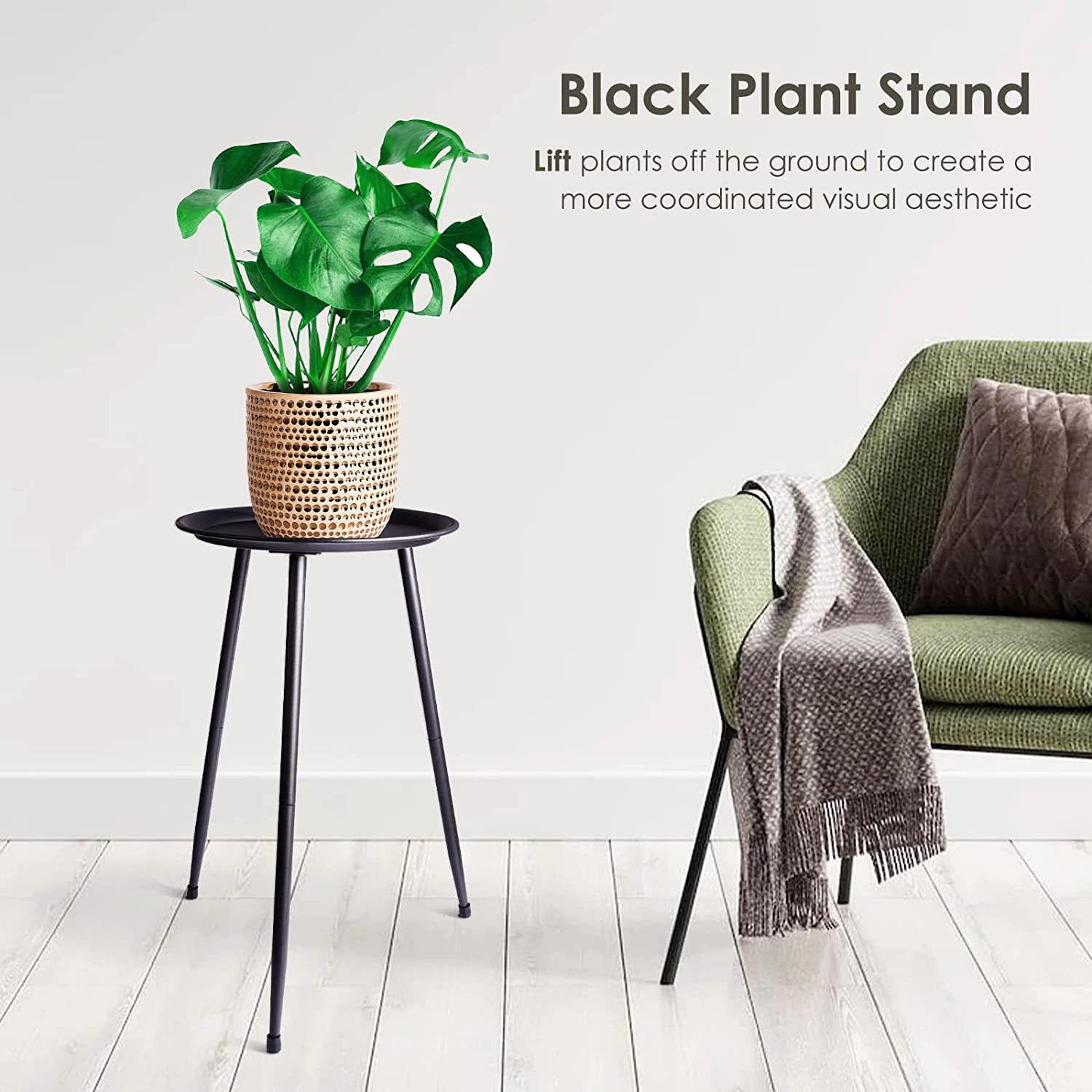 Amazon hierro combinación de madera maciza montaje soporte de flores de una sola capa de pie estante de la olla interior sala de estar mesa redonda estante de almacenamiento