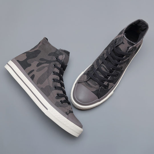 Dopamine Internet-famous high-top canvas shoes men's shoes camouflage fashionable 2024 new spring and autumn fashionable shoes skate shoes casual shoes