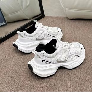 Street-Style Round-Toe Dad Shoes for Women 2025 Summer Mesh Breathable New Thick-Soled Foot-Showing Small Thin Sports and Casual Shoes