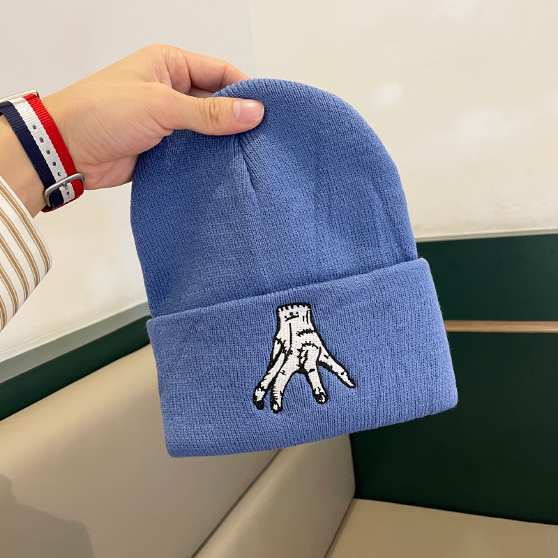 Nuevo sombrero de punto divertido de las mujeres sombrero de lana bordado de estilo coreano otoño e invierno cálido a prueba de frío sombrero de suéter sombrero de moda para hombres