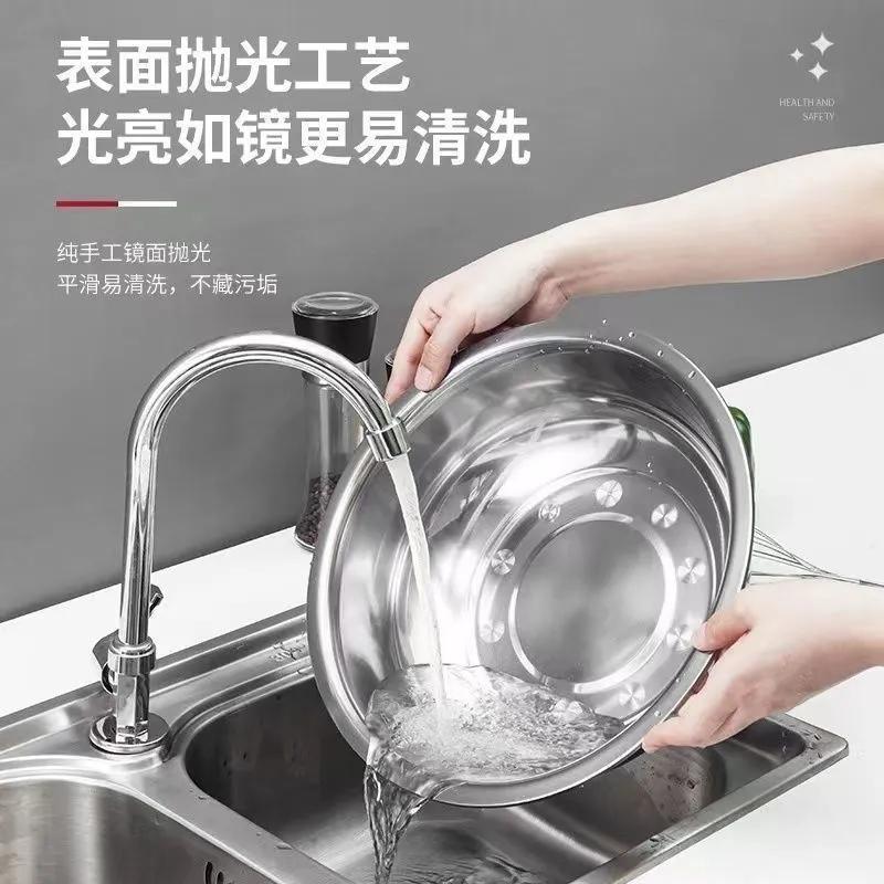 Cocina casera de acero inoxidable cuenca y harina fría batida de huevos ensalada de pescado hervido olla caliente recta un fabricante