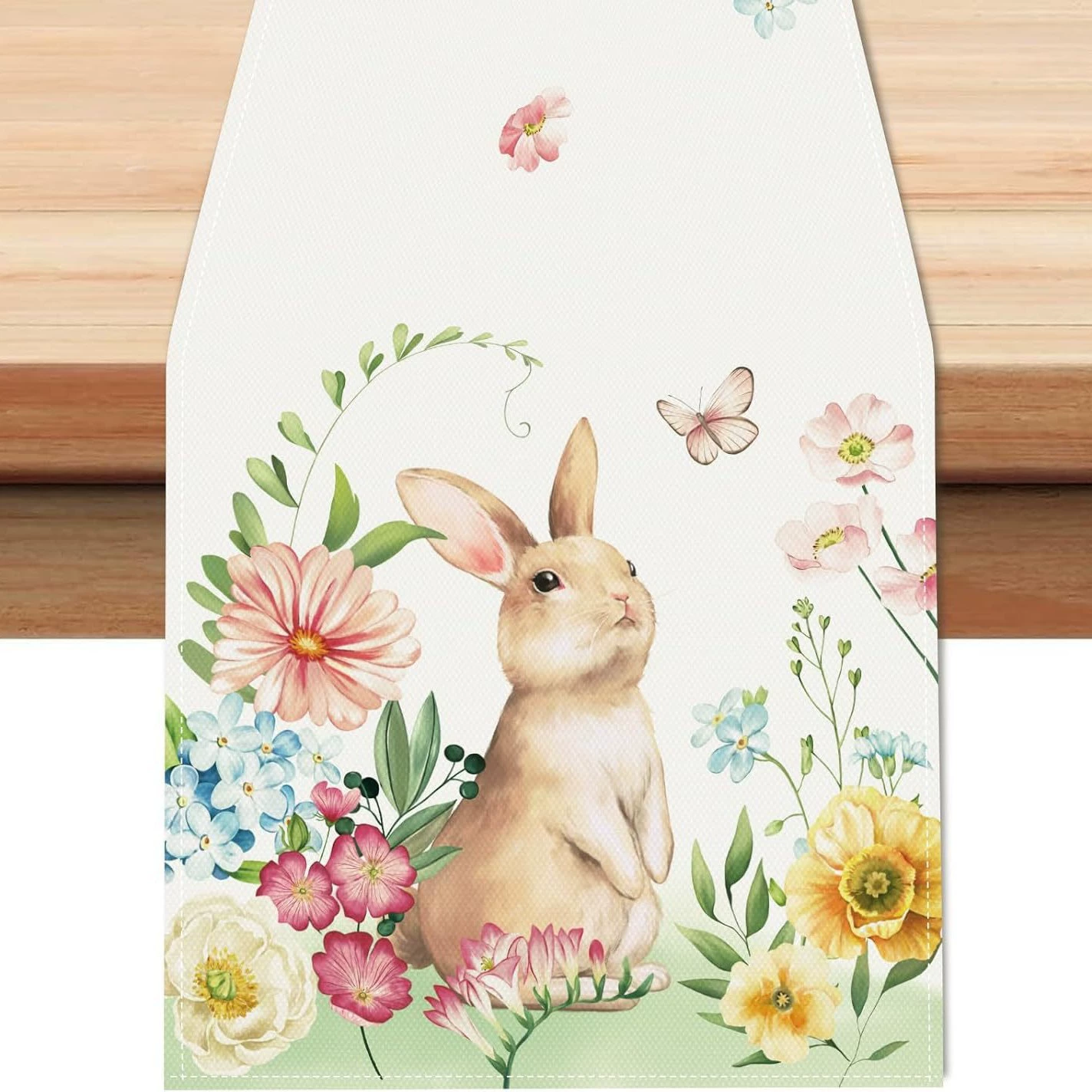 Amazon Best Selling Easter Bunny Egg Table Runner Restaurant Tabletop Holiday Party Home Decoration Table Runner