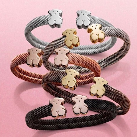 Factory direct stainless steel mesh bracelet C- shaped bear bracelet new double bear titanium steel bear bracelet Factory direct stainless steel mesh bracelet C- shaped bear bracelet new double bear titanium steel bear bracelet