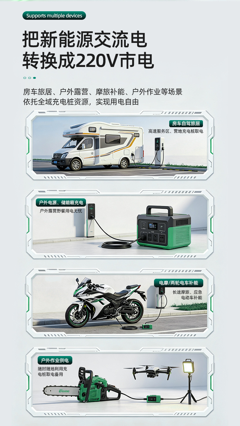 New energy electric vehicle and electric motorcycle connector, charging station adapter plug, RV power adapter, AC seven-pin 220v