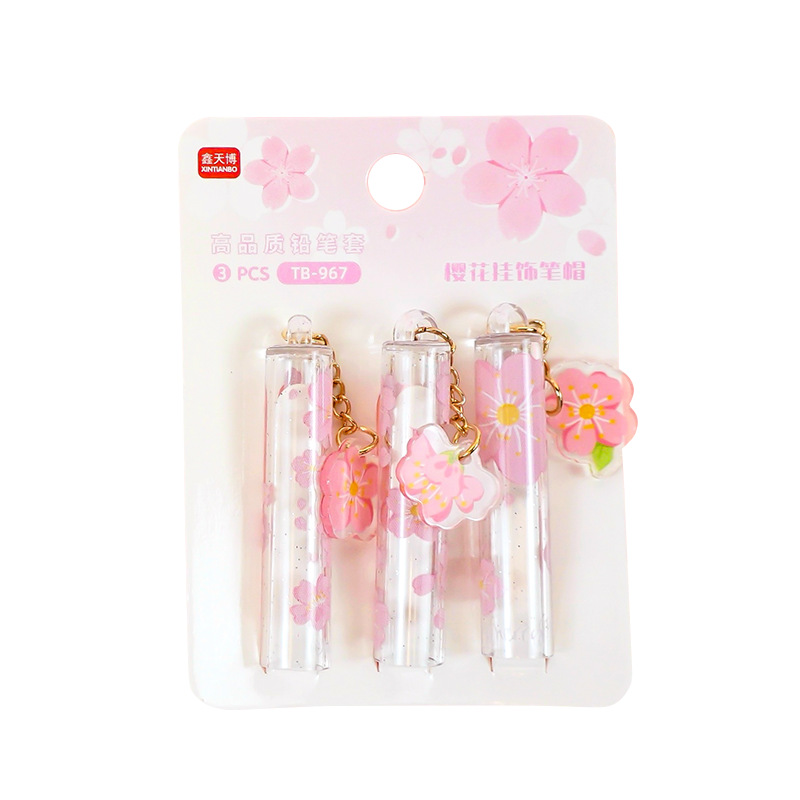 Nuevo cerezo colgante tapa de lápiz mariposa tapa de lápiz creativo alumno de la escuela primaria cubierta de lápiz de cristal jardín de infantes