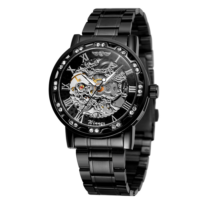 T-WINNER8012 nuevo fresco zafiro azul movimiento mecánico semiautomático regalo de los hombres de acero correa de reloj