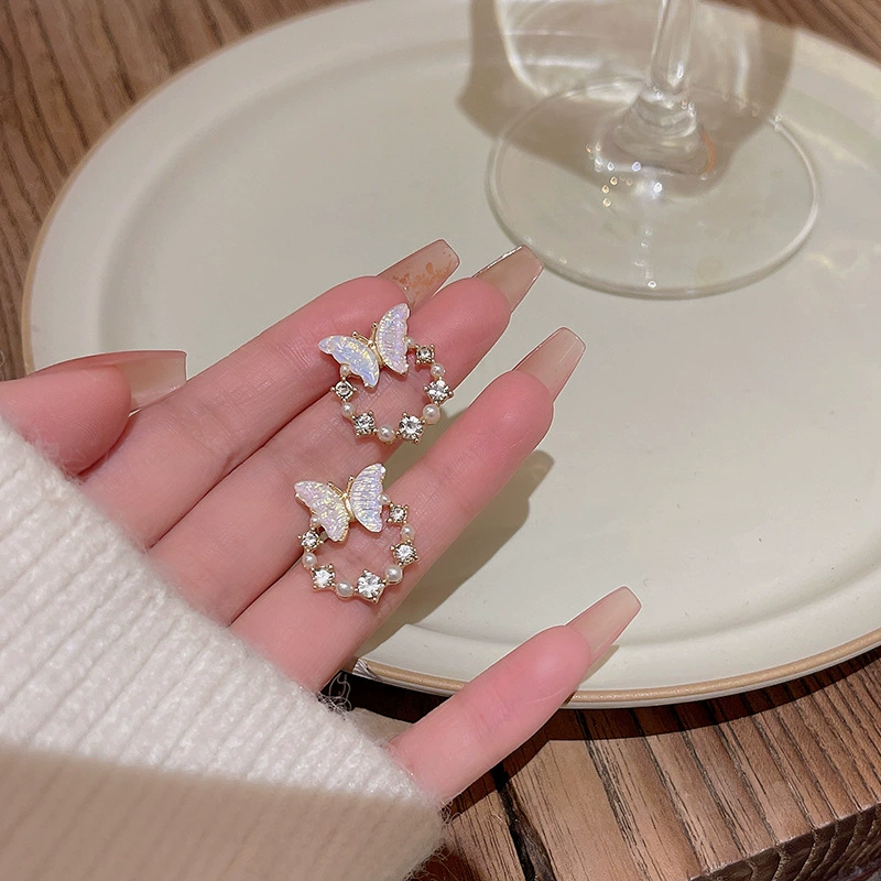 Серебряные серьги 925 пробы со стеклянными кристаллами и цветочными дизайнами из жемчуга и циркония, лёгкие 3×3×3 см