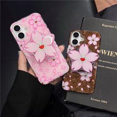 花朵手机壳适用iPhone16Promax磁吸支架苹果14 Pro轻奢名媛保护套