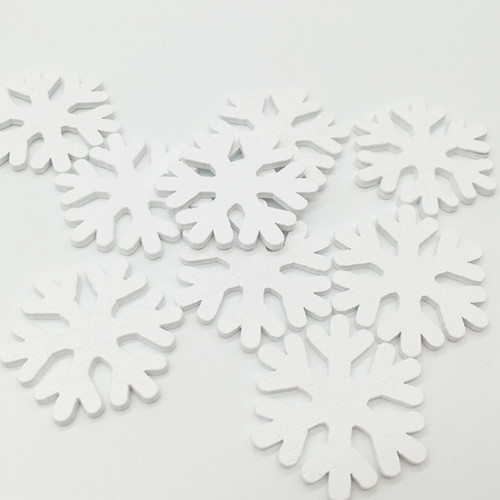 Wooden Snowflake Decorative Christmas Ornament, Wooden Cartoon Craft, DIY Ornament Creative Set of 100 Pieces