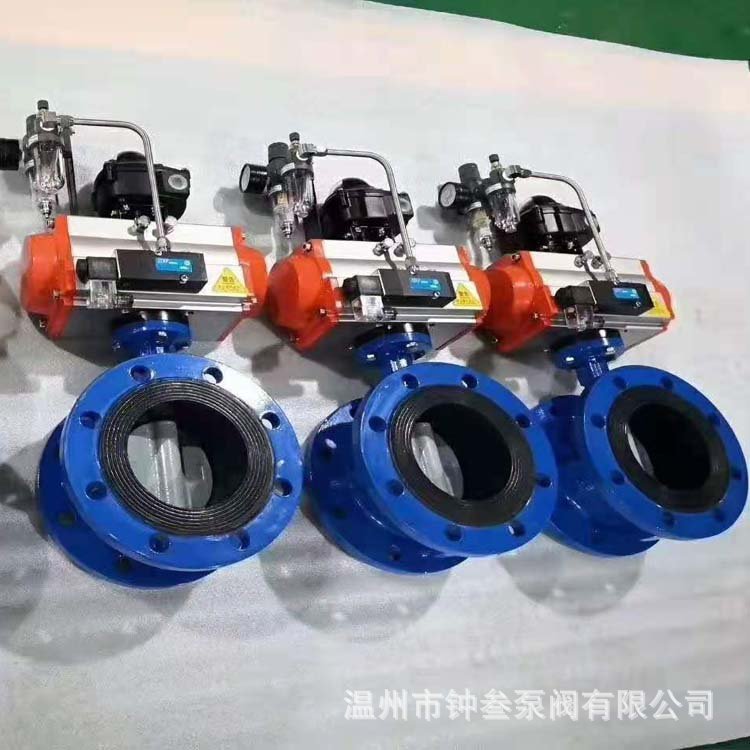 气控带手动蝶阀 气动调节蝶阀 D641J-10P气动法兰式软密封蝶阀
