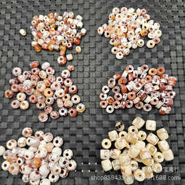 红白玛瑙大孔老型珠玉石散珠复古玛瑙路路通桶珠饰品配件手工珠子
