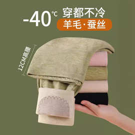德绒蚕丝秋裤女打底裤秋冬季加绒加厚内穿发热羊毛护膝高腰保暖裤