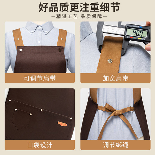 Pure cotton apron logo printing catering milk tea fruit barbecue hot pot shop waterproof and oil-proof work clothes wholesale