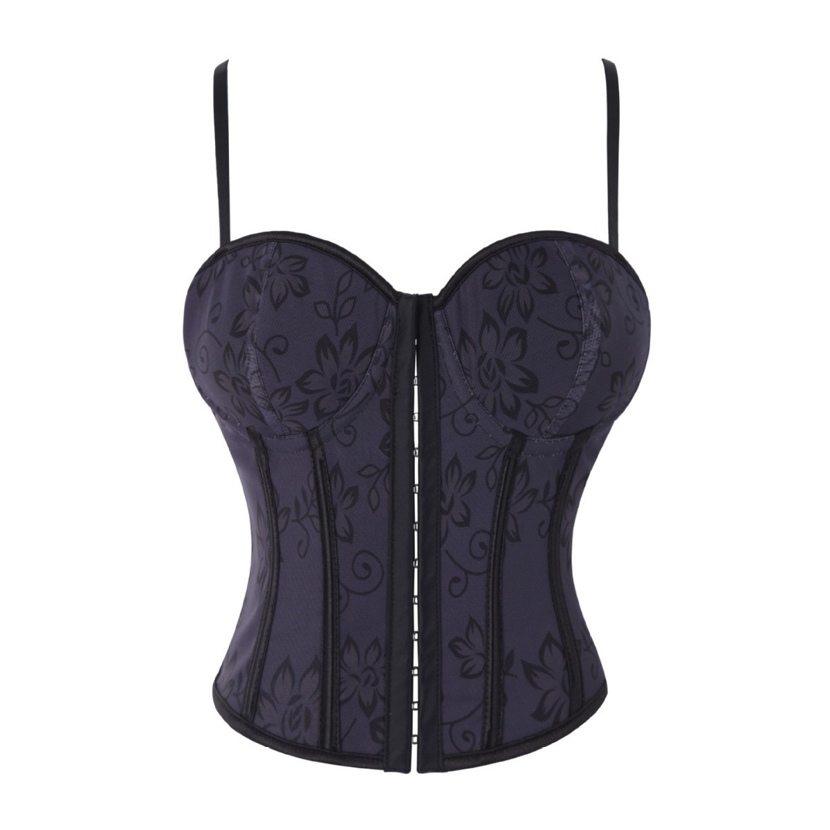 Nuevo estilo francés negro delantera cabina con cojín de pecho para apoyar el pecho para reunir hueso de pescado ajustado vestido exterior transfronterizo