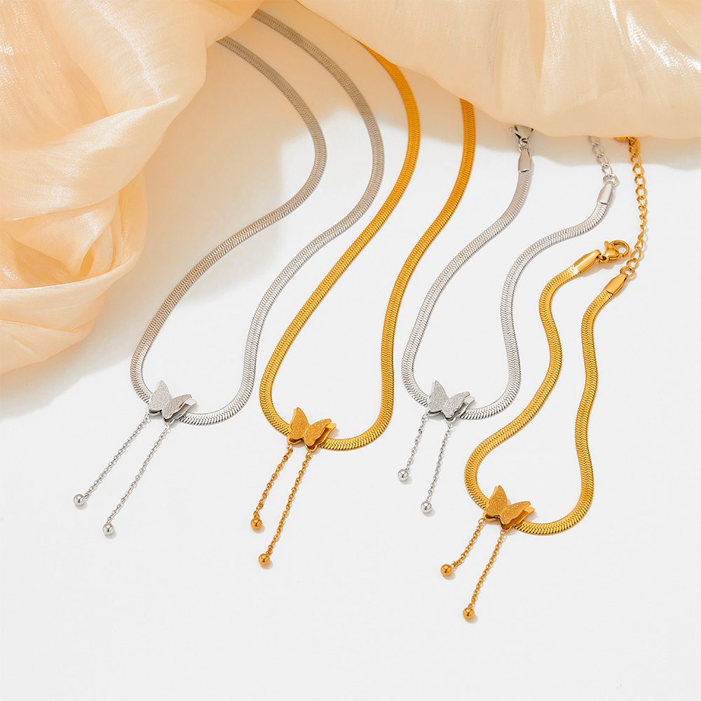 Fashion Butterfly Stainless Steel Titanium Steel Plating Bracelets Necklace 1 Piece