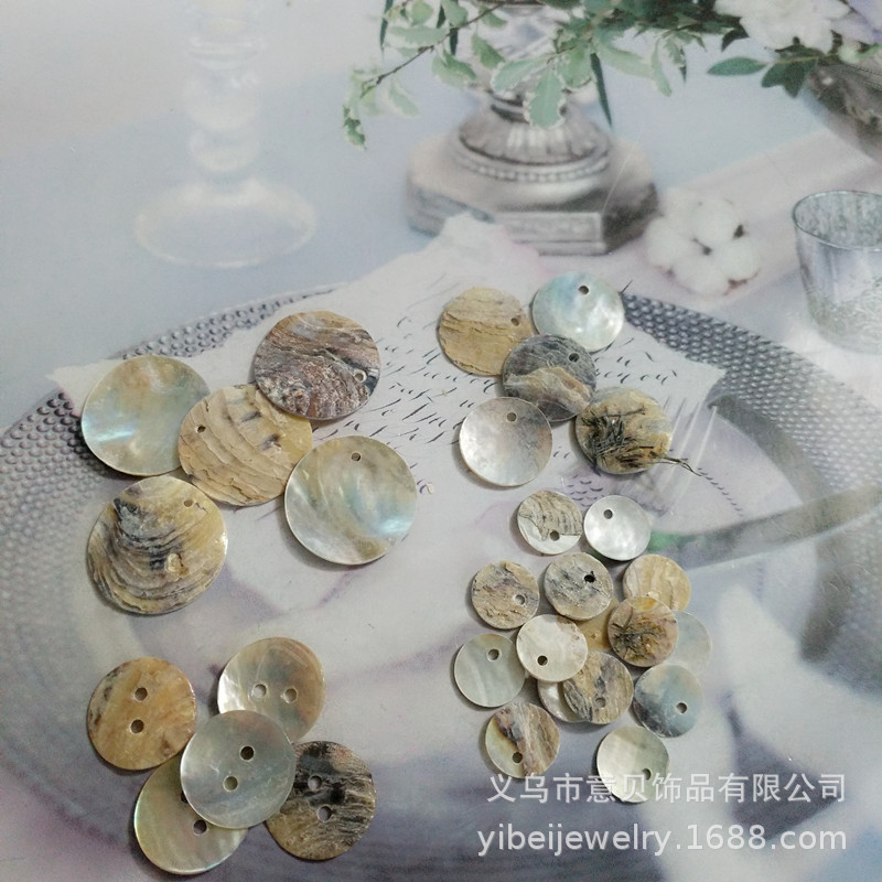 Masbei Round Pieces Side Holes Button Holes Marshi Shell Pieces DIY Clothing Bags Shoes and Hats Decorative Accessories