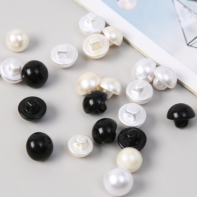 Black and White Imitation Pearl Buttons, High-Footed Mushroom Buttons, Plastic Pearl Buttons, Decorative Buttons for Shirts, Sweaters, and Coats, Wholesale in Stock Black and White Imitation Pearl Buttons, High-Footed Mushroom Buttons, Plastic Pearl Buttons, Decorative Buttons for Shirts, Sweaters, and Coats, Wholesale in Stock