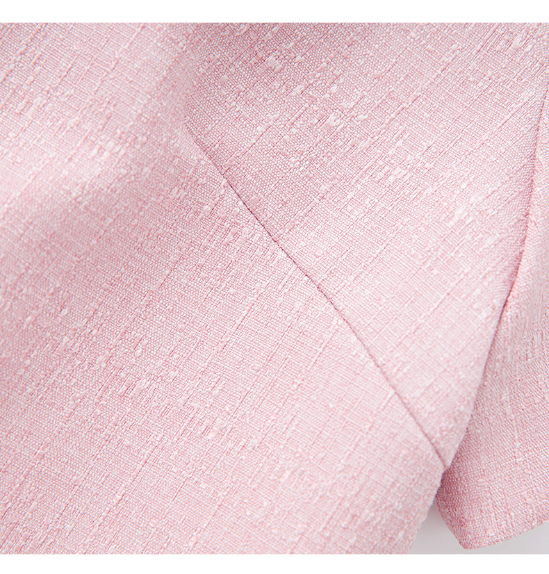 Váy liền nữ kiểu Pháp cổ tròn tay ngắn dệt jacquard ôm nhẹ — Màu be chi tiết 21