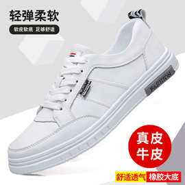 小白鞋男真皮运动男士休闲皮鞋2025秋季新款透气白色板鞋男韩版潮