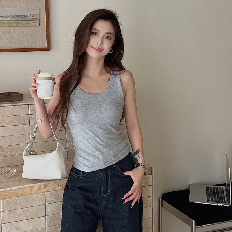 8908 # Korean-Style 2.0 Japanese Pure Desire Lace Hollow-Out Beautiful Back Camisole with Chest Pads, Thin Beautiful Back Camisole