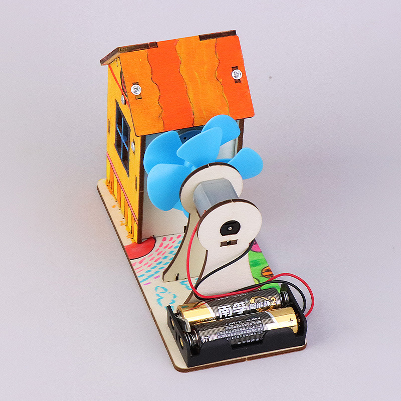 Wind Power Generation House Station DIY Hand-Assembled Technology Primary School Students Production Invention Kidsren's Experimental Material Package Teaching Aids