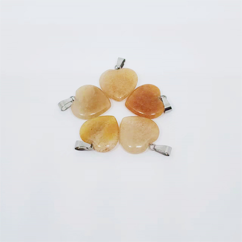 Cruz-frontera piedra natural amor colgante 20mm cristal Ágata en forma de corazón colgante melocotón corazón COLLAR COLGANTE accesorios de la joyería
