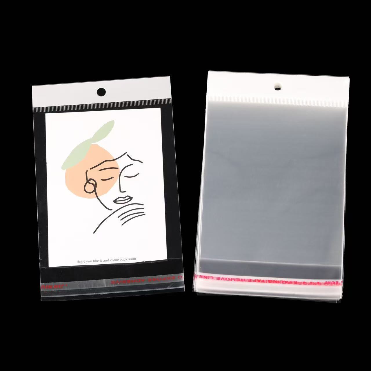 工厂现货opp透明不干胶袋饰品包装卡头袋自粘袋密封