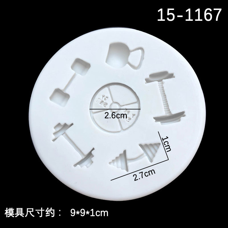 DIY equipo de fitness Barbell hierro pastel tiro poner forma fondant silicona molde chocolate pastel decoración hornear