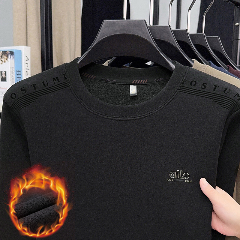Áo sweatshirt nam cổ tròn dài tay, nỉ lông cừu dày dặn, form rộng thoải mái — Xanh trên