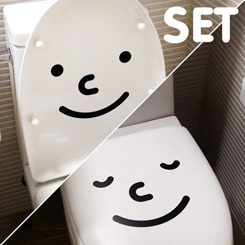新しいトイレには韓国のかわいい表情の笑顔トイレのアイデアの個性的な家庭装飾壁シールが貼られている|undefined