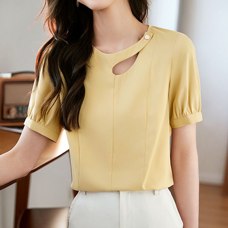 Design summer elegant solid color thin shirt
