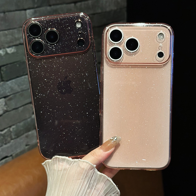 iPhone17promax 高透明グリッター携帯電話ケース Apple 16pm 透明超薄型 15 オールインクルーシブ保護カバーに適しています。|undefined