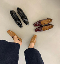 配裙子英伦皮鞋法式不累脚乐福夏季黑色通勤低跟复古奶奶船鞋百搭