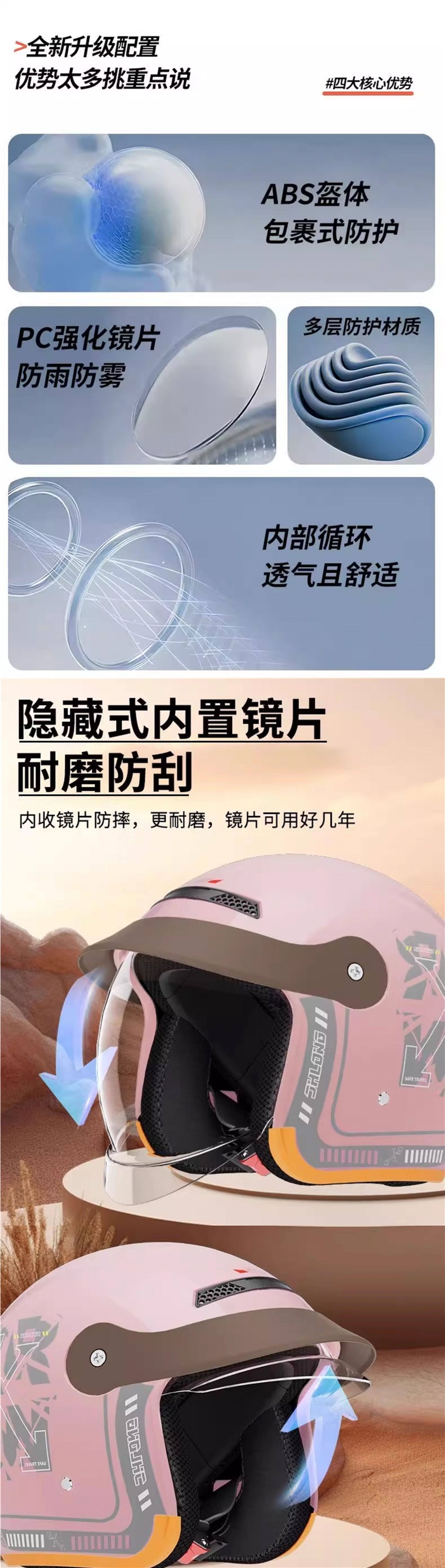 New National Standard Electric Vehicle Hidden Lens Helmet Safety Hat for Men and Women, Winter Ear Protection and Warmth Helmet, 3C, All Seasons