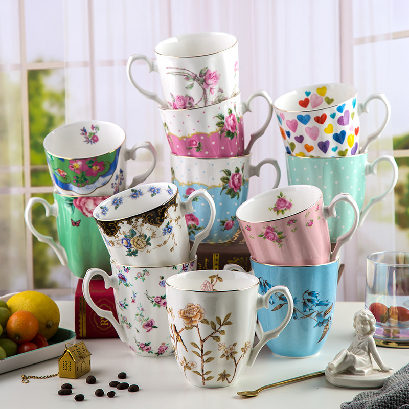 米兰达骨瓷杯马克杯陶瓷杯大容量水杯早餐杯欧式咖啡杯陶瓷杯礼盒