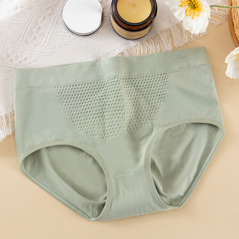Ropa interior antibacteriana de la entrepierna del Algodón puro del vientre-Calentamiento de panal sin costuras de cintura media de las mujeres