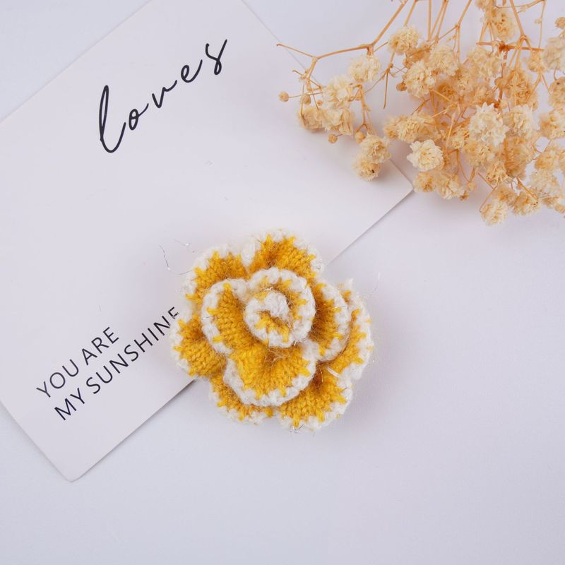韓国の布芸の手作りのdiyニットの毛糸のバラのツバキの花の立体の花の子供の髪飾りのアクセサリー|undefined