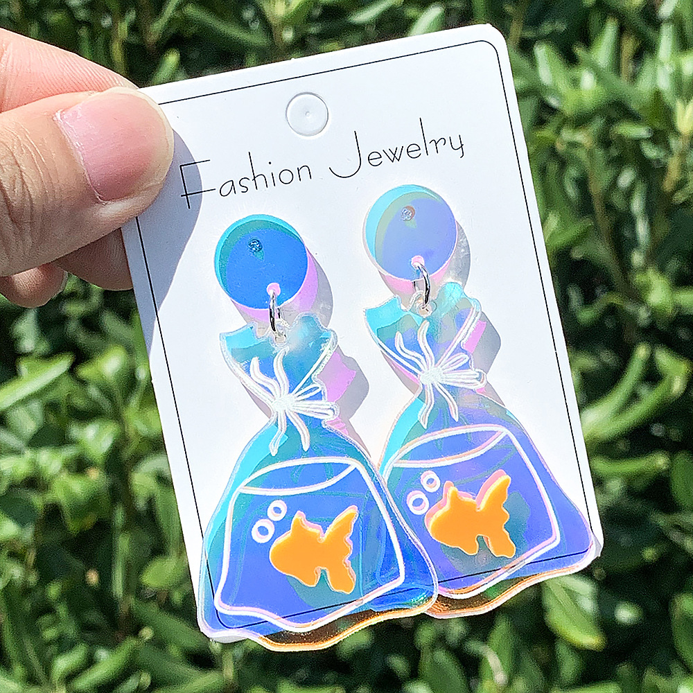 Umbrella, Fish Pattern 1 Pair Cute Simple Style Umbrella Fish Arylic Drop Earrings