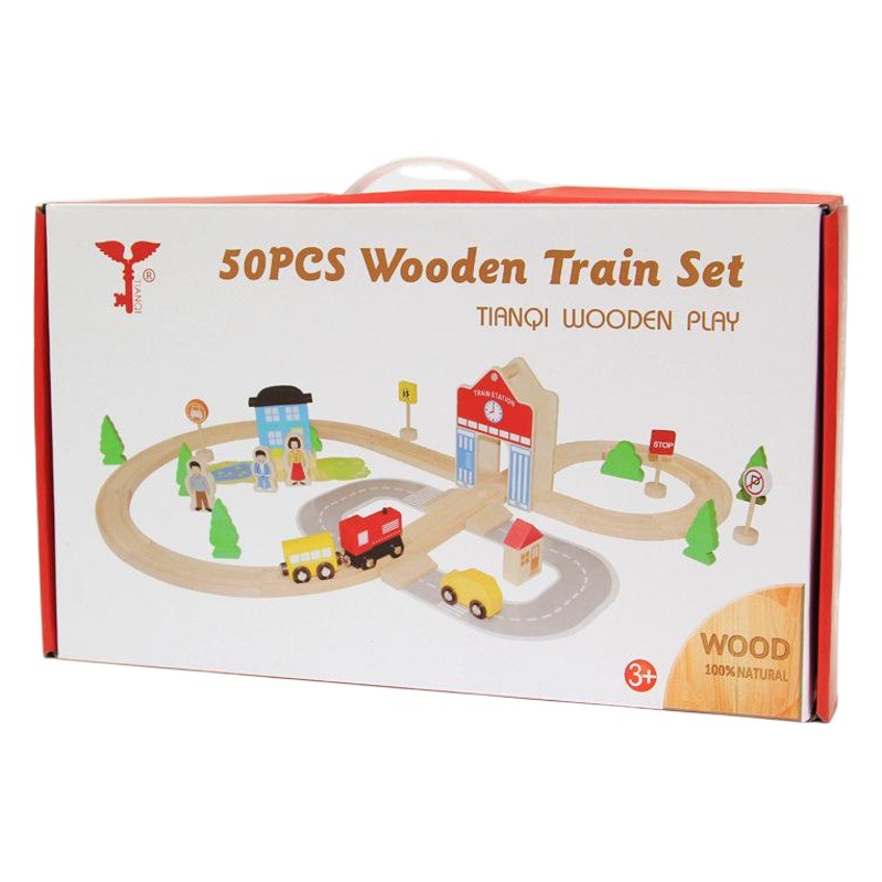 Pista de Madera Juguetes traje Thomas pequeño tren bloques de construcción 50 piezas pista de los niños educativos de coordinación mano-ojo bloques de construcción