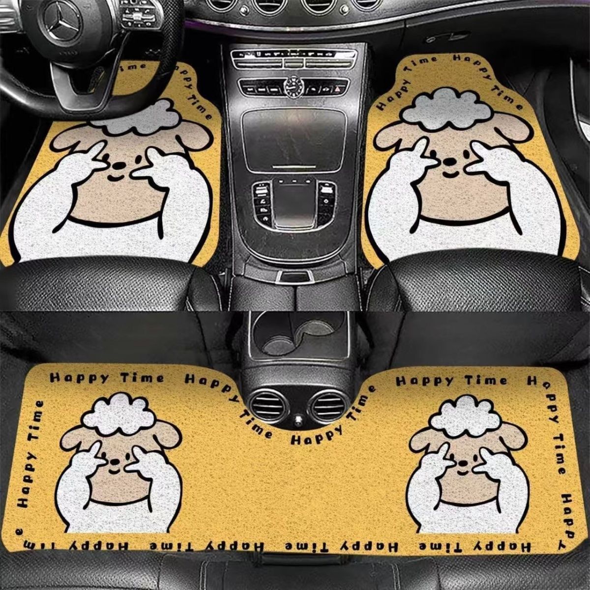 Cartoon Car Floor Mats, Cute and Dirt-Resistant, Cuttable and Stain-Resistant Wire Loop Car Mats