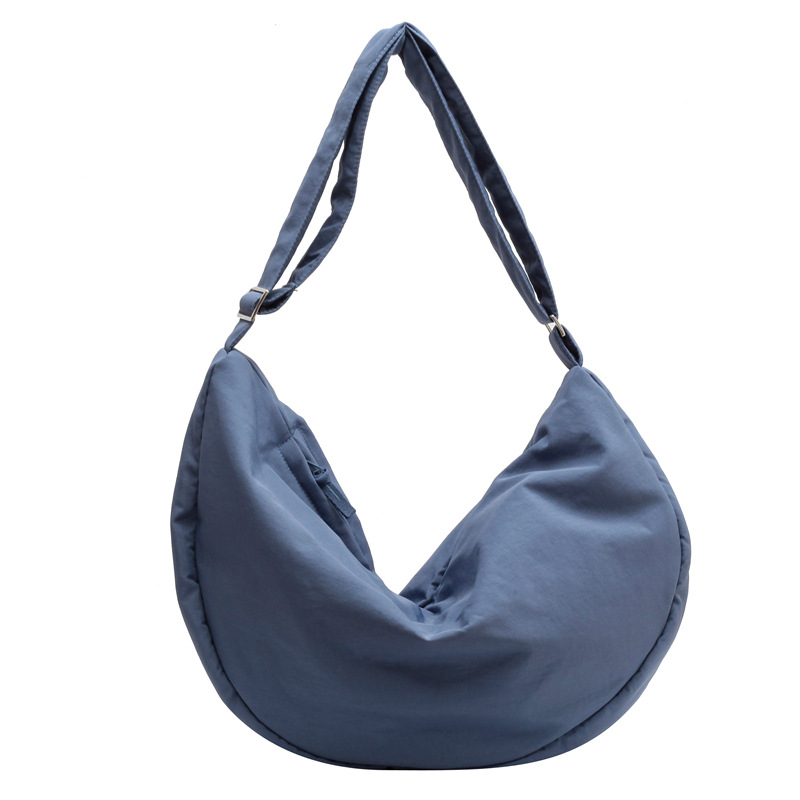 Women's Nylon Shoulder Bag Large Capacity Student Tote Commuter Crossbody Dumpling Bag Minimalist Soft Canvas Bag - Thumbnail 8