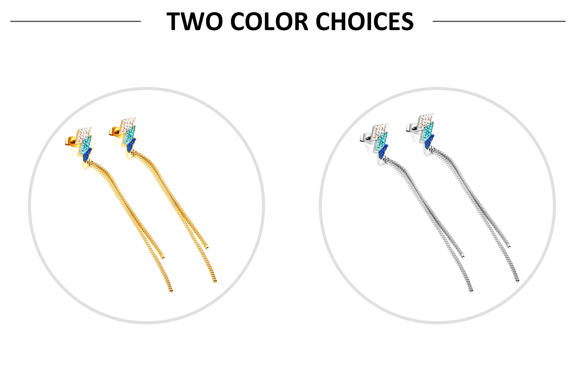 Fashion Moon Heart Shape Lightning Stainless Steel Tassel Plating Inlay Zircon Drop Earrings 1 Pair