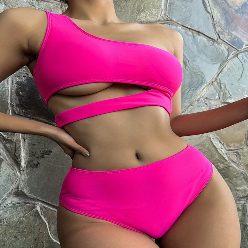 Traje de baño para mujer Amazon nuevo chaleco traje de baño sexy de un solo hombro bikini hueco traje de baño dividido traje de baño al por mayor