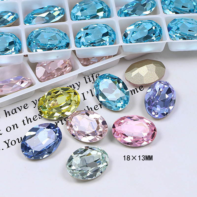 Dongzhou Crystal 13*18mm Oval Pointed-Back Rhinestone Silver-Plated K9 Glass Loose Diamond DIY Jewelry Accessories Dongzhou Pigeon Egg Dongzhou Crystal 13*18mm Oval Pointed-Back Rhinestone Silver-Plated K9 Glass Loose Diamond DIY Jewelry Accessories Dongzhou Pigeon Egg