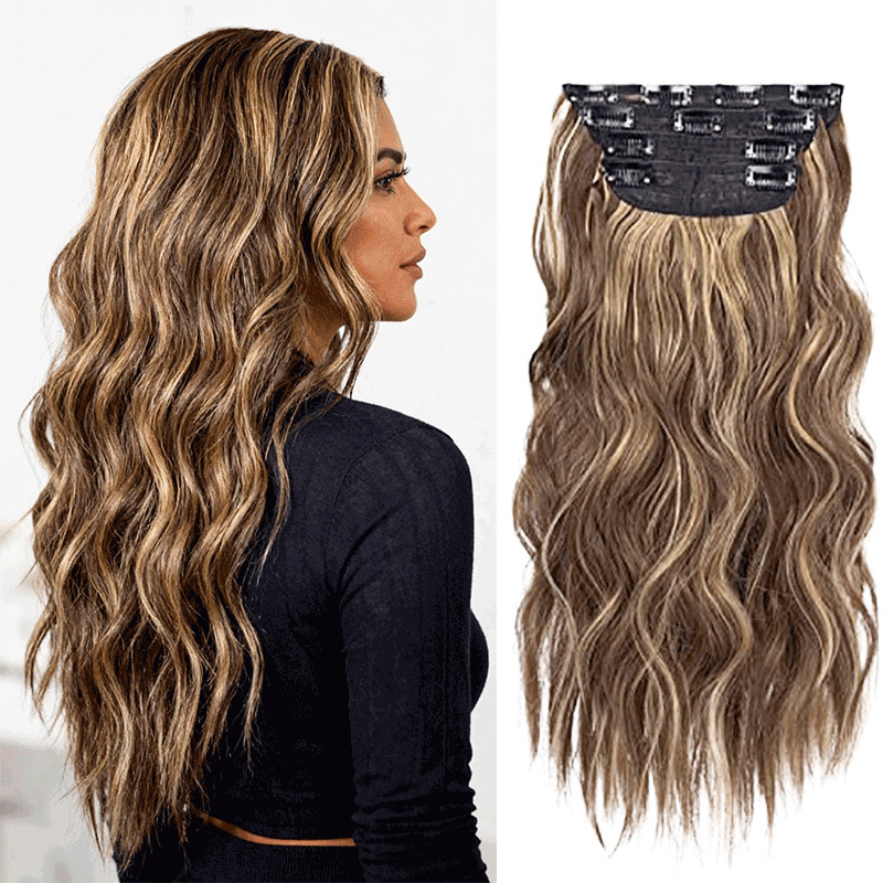 European and American Cross-Border Women's Clip-In Hair Extensions 4-Piece Set, 11 Clips Long Curly Hair Extensions, In-Stock from the Manufacturer European and American Cross-Border Women's Clip-In Hair Extensions 4-Piece Set, 11 Clips Long Curly Hair Extensions, In-Stock from the Manufacturer