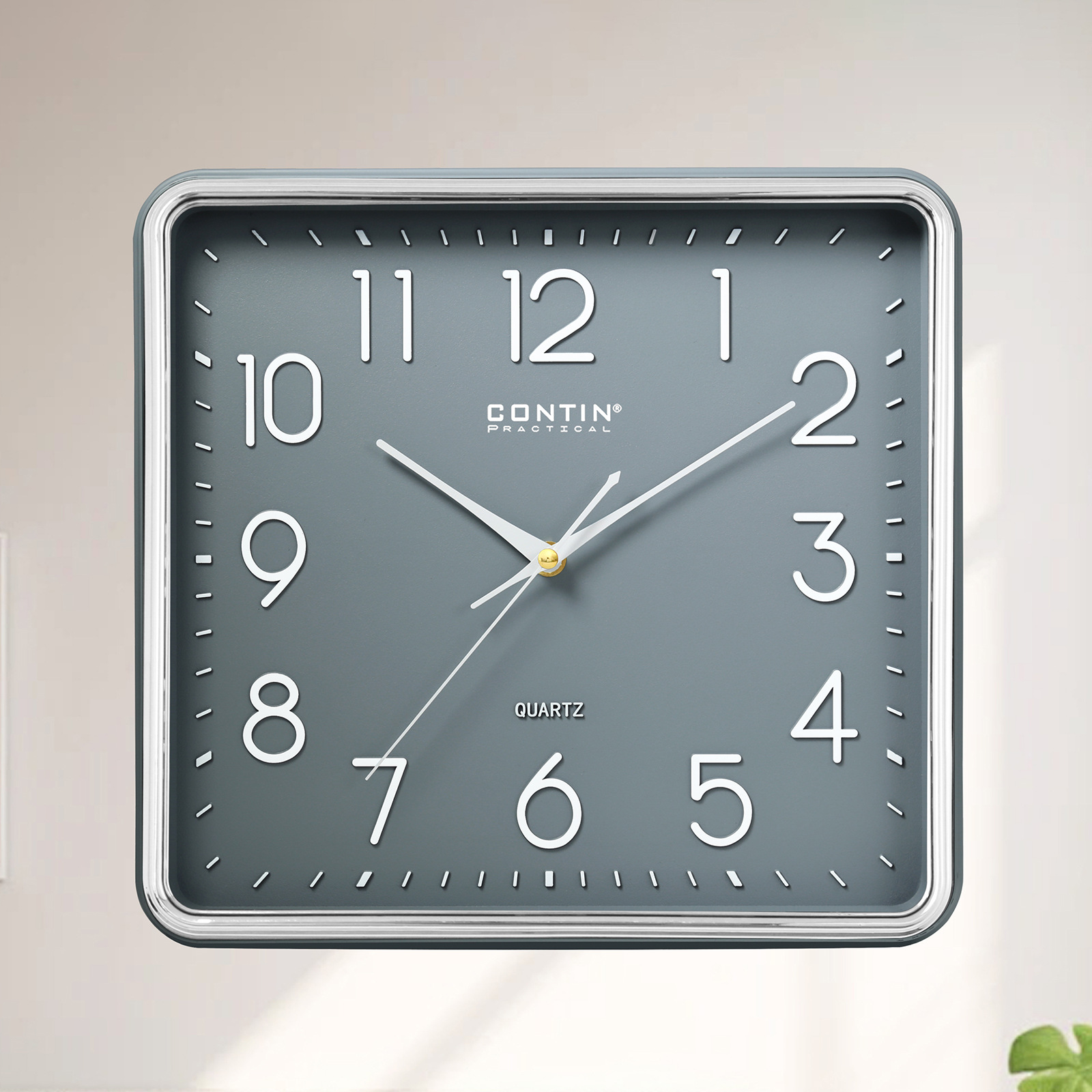 Reloj de pared cuadrado de plástico con números 3D - Silencioso y de moda - Para sala de estar y hogar - Venta al por mayor de fábrica