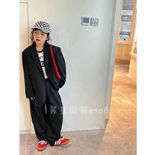 女童套装儿童西装外套男童裤子活力春装2025新款大童元气两件套潮