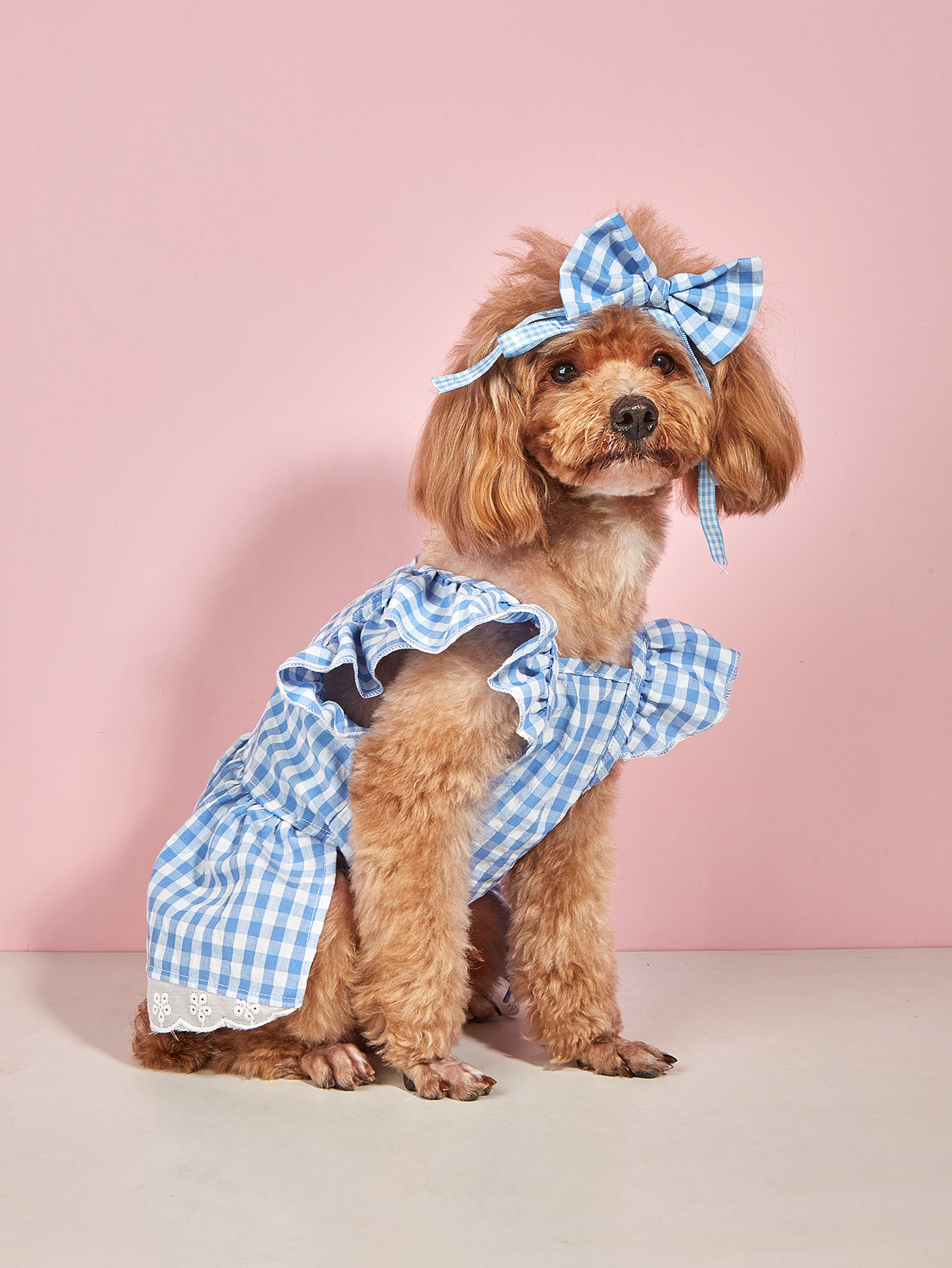 Sweet Cotton Plaid Bow Knot Pet Clothing display picture 2